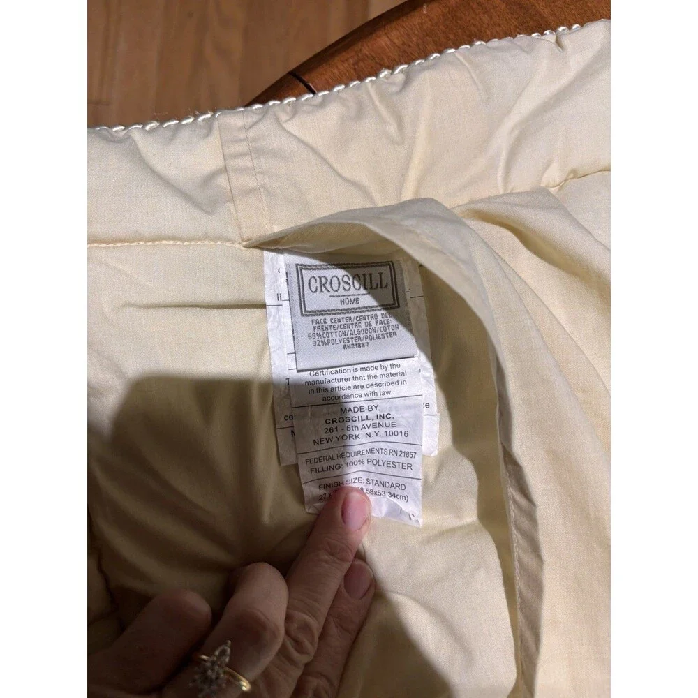 2 Croscill King Shams Cream Renaissance Velvet Brocade Patchwork 32X26”